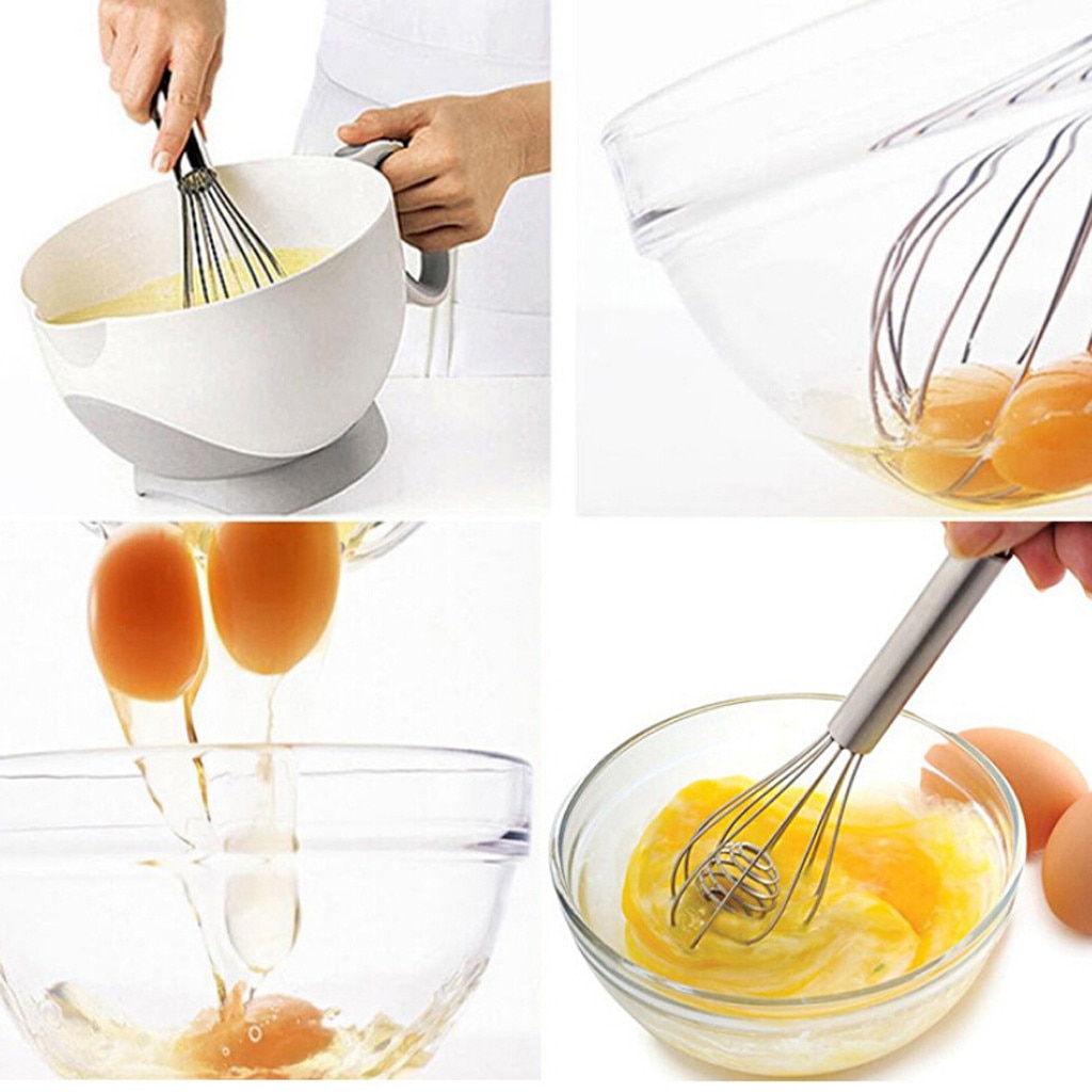 Multifunction Wood handle 12inchi Stainless Steel hand Egg Beaters Kitchen Gadgets Egg Stirring Whisk Rotary Kitchen Accessories NEW