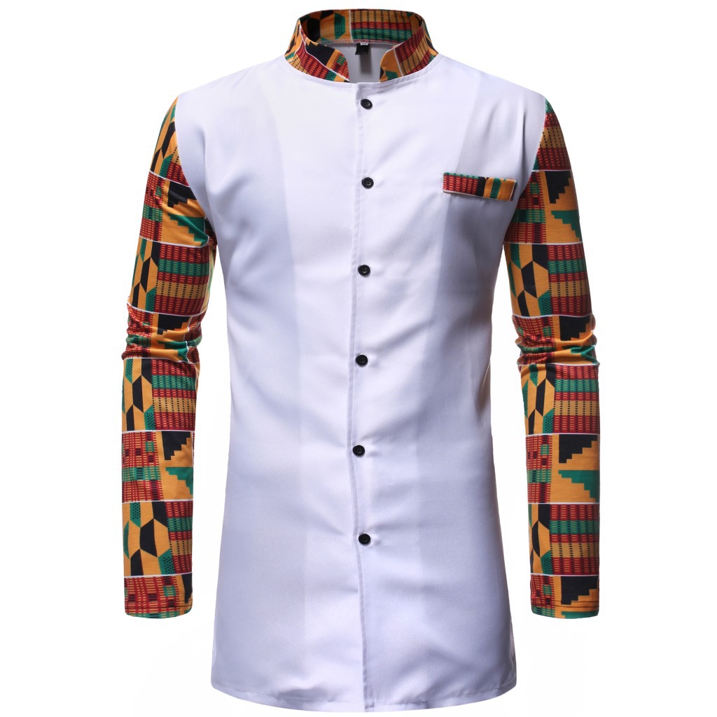 2pieces Islamic Clothing Set Man Stand Collar Full Sleeve Shirt with Trousers African Style Dashiki Clothing Set Hip Hop Street Wear
