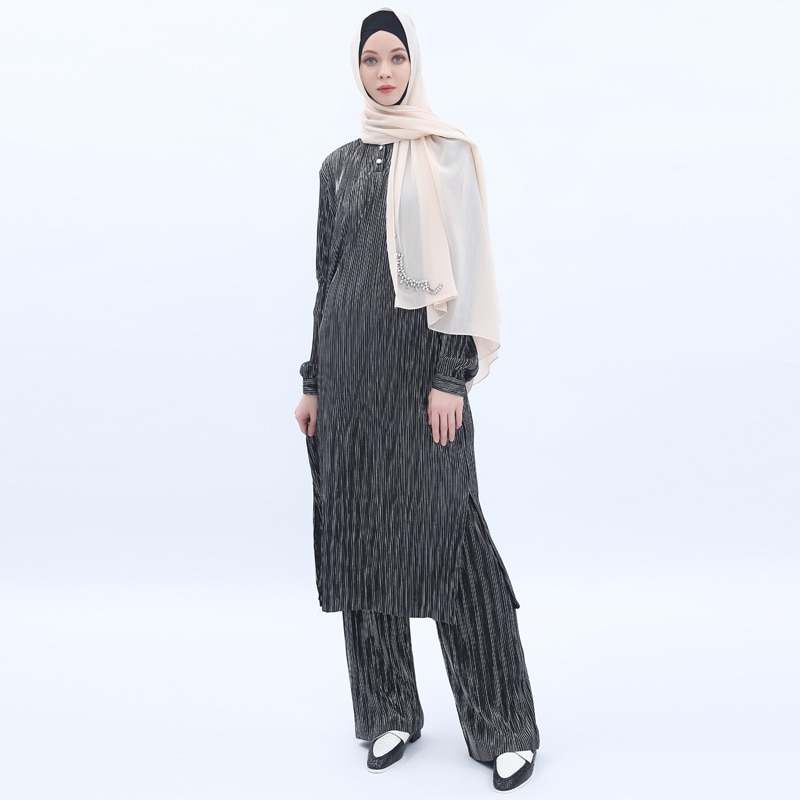 Abaya Muslim Set Kaftan Robe Dubai Islam Muslim Hijab Dress Caftan Marocain Ramadan Elbise Qatar Oman Turkish Islamic Clothing