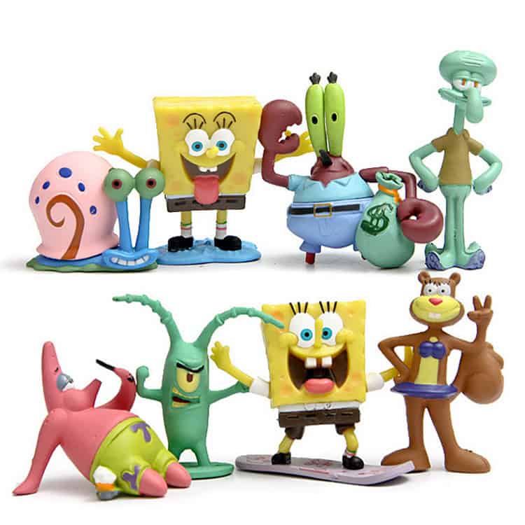 8pcs/Set Kawaii SpongeBob Patrick Star Model Action Figure Toys Doll Cartoon Sponge Bob Mini Figure Toys Children Gift