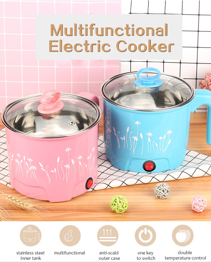 TINTON LIFE Multifunction Electric Skillet Stainless Steel Hot Pot Noodles Rice Cooker Steamed Egg Soup Pot MINI Heating Pan