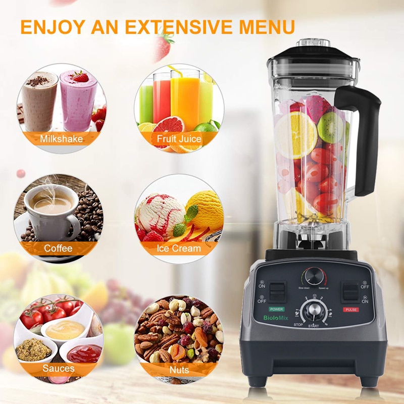 Commercial Grade Timer Blender Mixer Heavy Duty Automatic Fruit Juicer Food Processor Ice Crusher Smoothies BPA Free  2200W