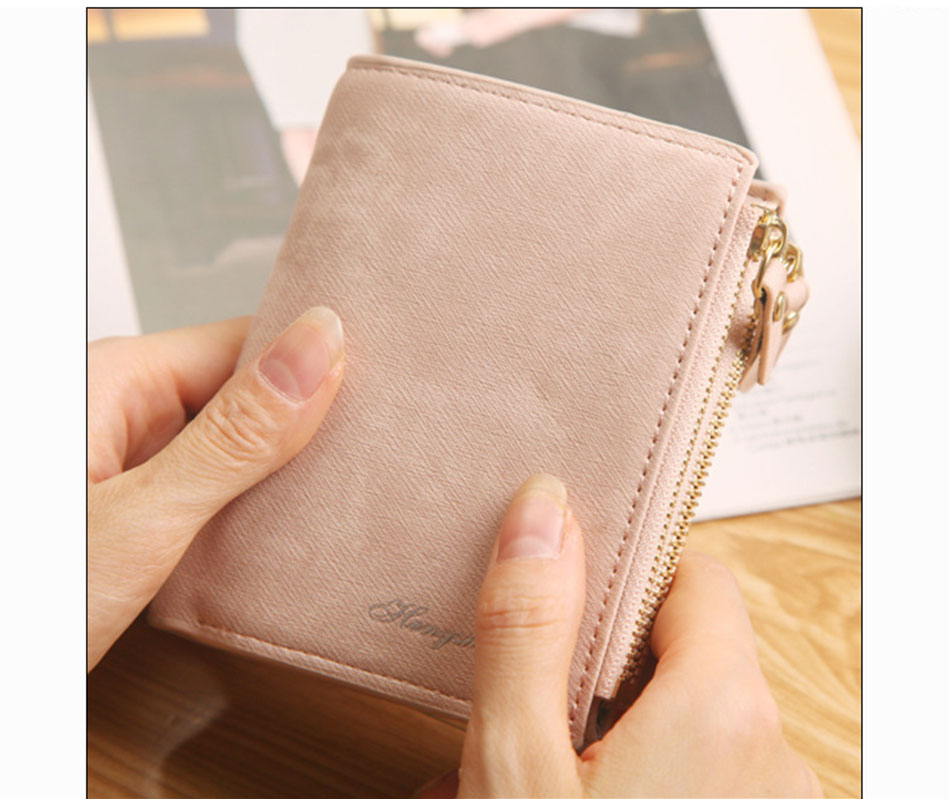 Fashion Top Quality Small Wallet PU Matte Leather Wallet Short Female Coin Purse Zipper Clutch Wallet Credit Card
