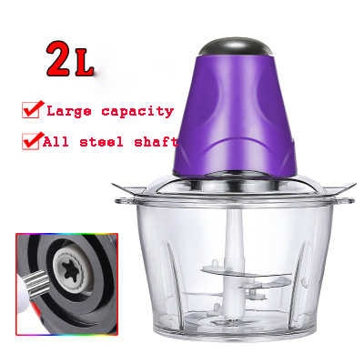 2L Purple Powerful Meat Grinder Multifunctional Household Electric Food Processor Stainless Steel Meat Cutter Blender Chopper Electric