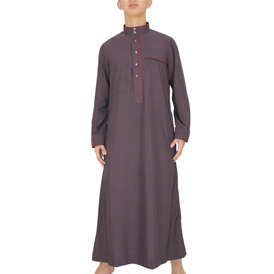 Clomplu 12pcs Jubba Thobe Muslim Abaya Kaftan Islamic Prayer Clothing Men Casual Breathable Long Sleeve Random Colors (1lot/12pieces)