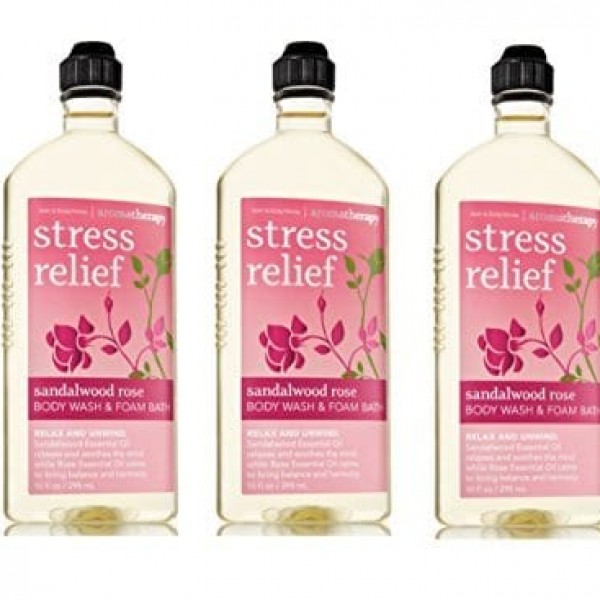 Lot of 3 Bath & Body Works Aromatherapy Sandalwood Rose Stress Relief Body Wash