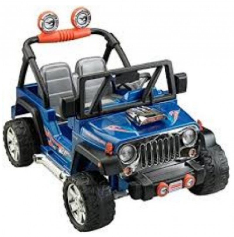 Fisher-Price Power Wheels Hot Wheels Jeep Wrangler 12V Ride-On, Blue