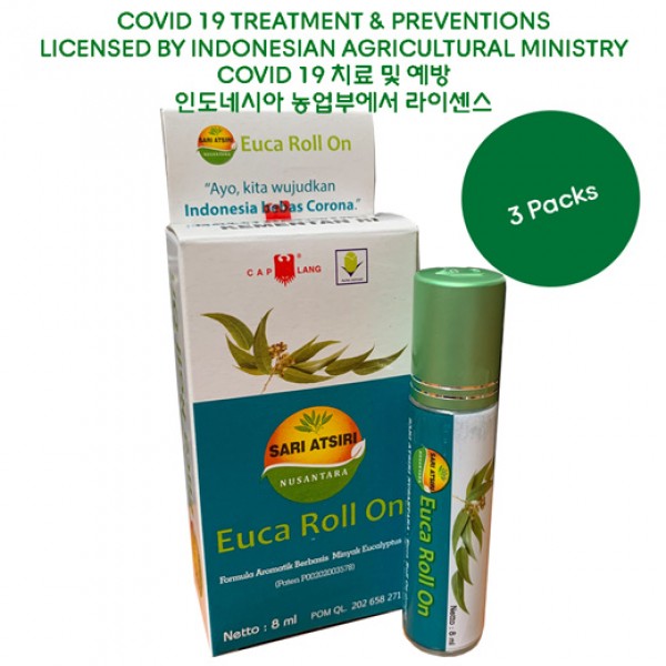 3x Cap Lang Cajuput Plus Eucalyptus Oil Roll On for Throat Nasal Respiratory Covid-19 Treatments