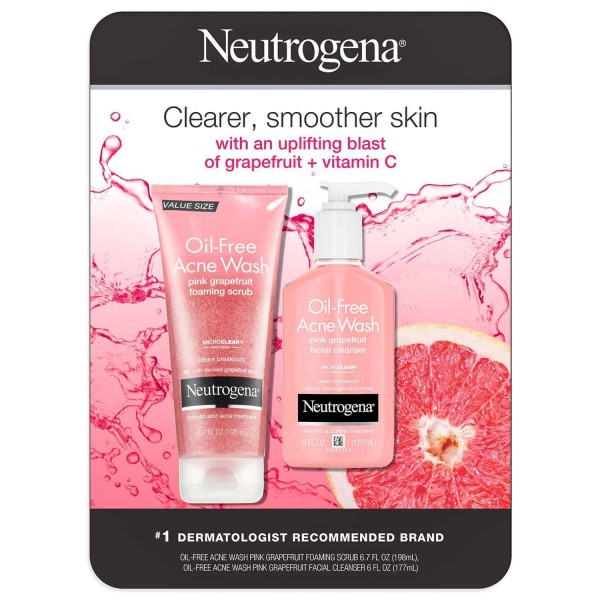 Neutrogena Oil-Free Acne Wash Variety Pack, Pink Grapefruit (6.7 fl. oz. Scrub &