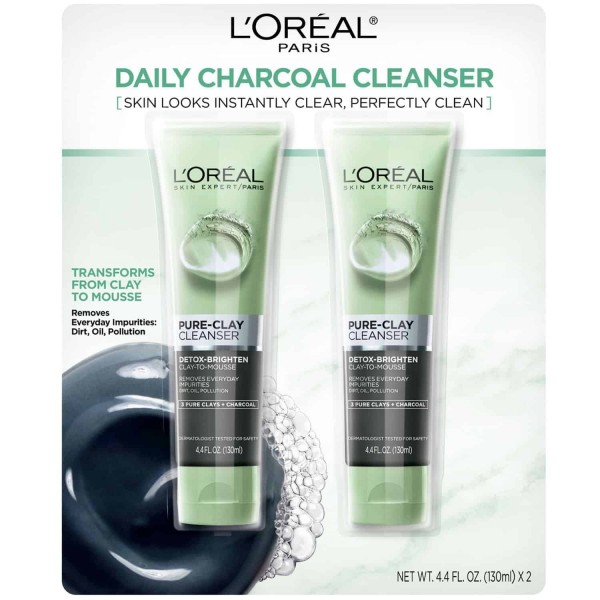 L'Oreal Paris Pure-Clay Cleanser, Detox-Brighten 4.4 fl. oz., 2 pk