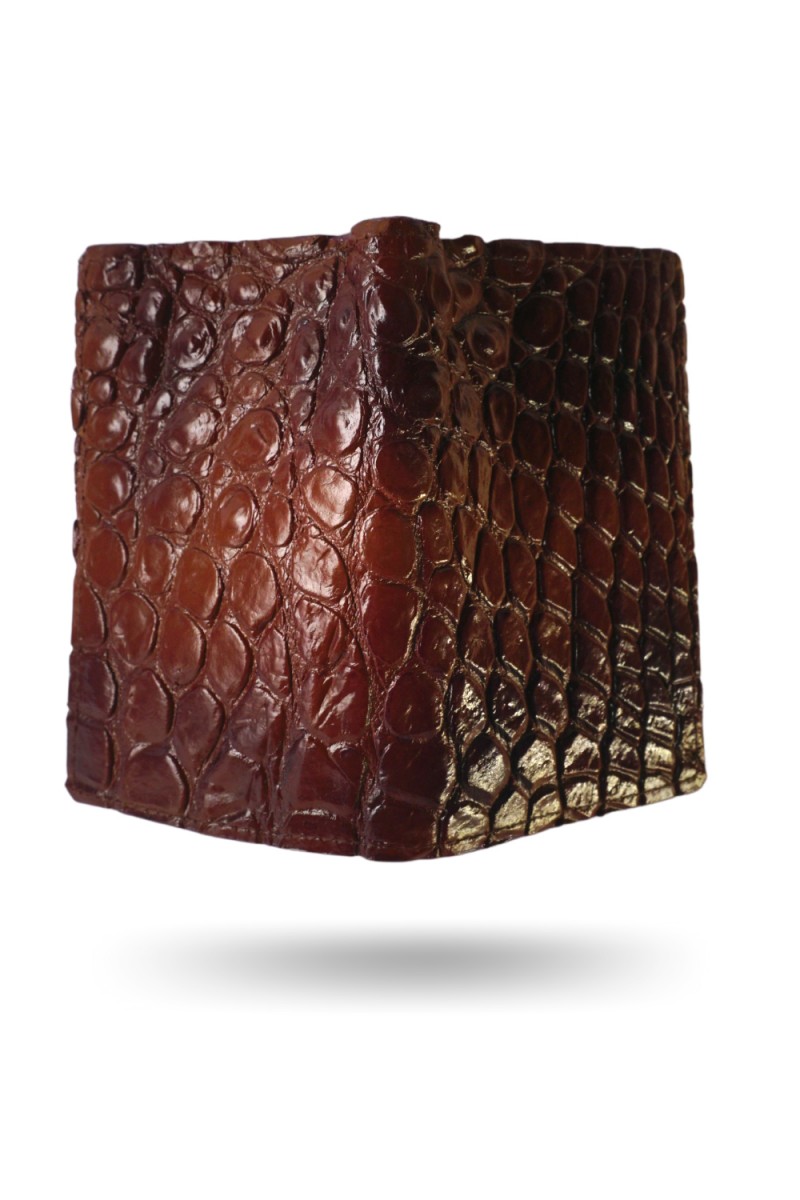 Genuine Handmade Crocodile Leather Wallets Bifold for Men with Flip ID - from Papua New Guinea