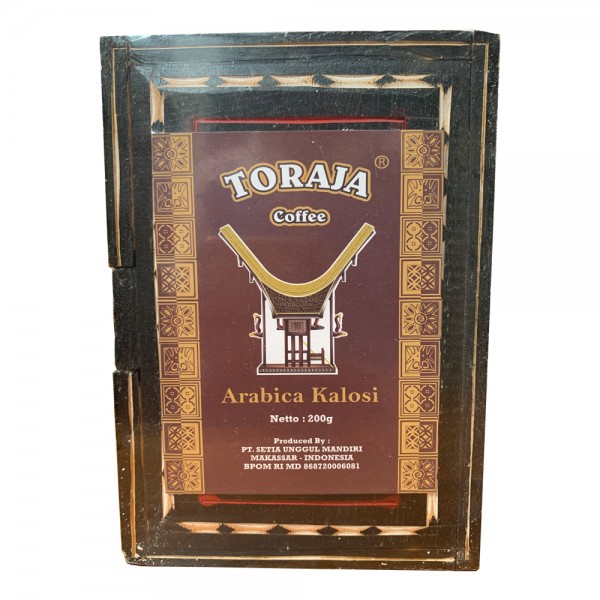 Toraja Kalosi Arabica Coffee Ground with Traditional Exclusive Handmade Wooden Box - Limited Edition