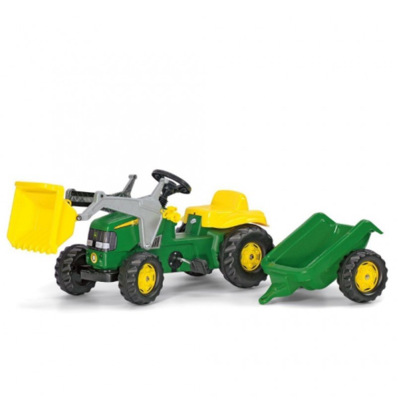 John Deere Kid Tractor with Front Loader and Trailer