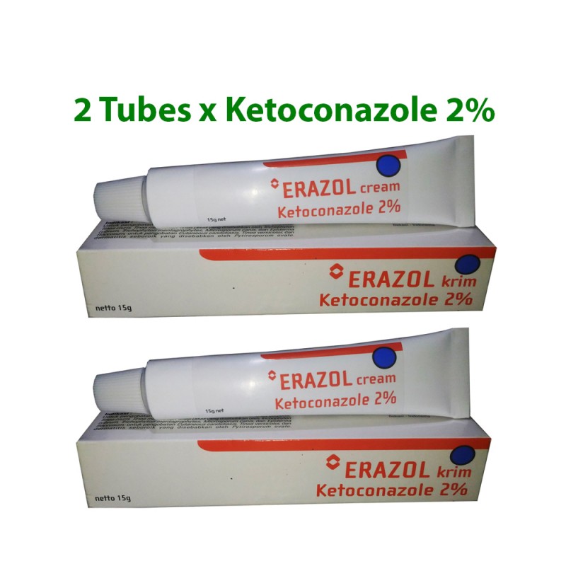 2 Tubes x Erazol Ketoconazole 2% Cream for Anti Fungal and Itchy Treatment