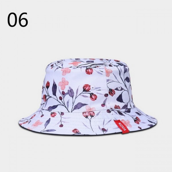 NUZADA Brand Printing Men Women Fisherman Hats Couple Bucket Hat Summer Autumn Spring Shade Cotton Caps Double Sided Can Be Worn