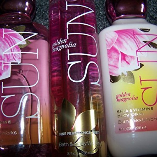 3x Bath & Body Works Sun Magnolia Fragrance Gift Set- Shower Gel, Body Lotion