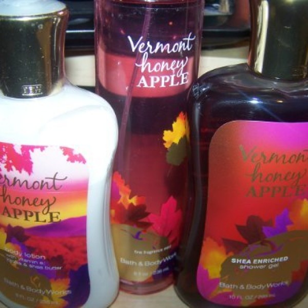 3 Piece Bath & Body Works Vermont Honey Apple Fall Special Gift Set