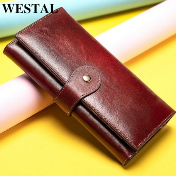 WESTAL women wallet women genuine leather clutch female long wallet for phone / cards lady wallets purses girl wallets money bag