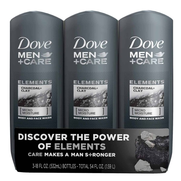 Dove Men+Care Body Wash, Charcoal+Clay 18 fl oz 3 pk