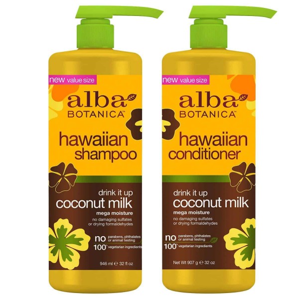 Alba Botanica Hawaiian Drink It Up Coconut Milk Shampoo and Conditioner 12 fl oz/ 355 ml