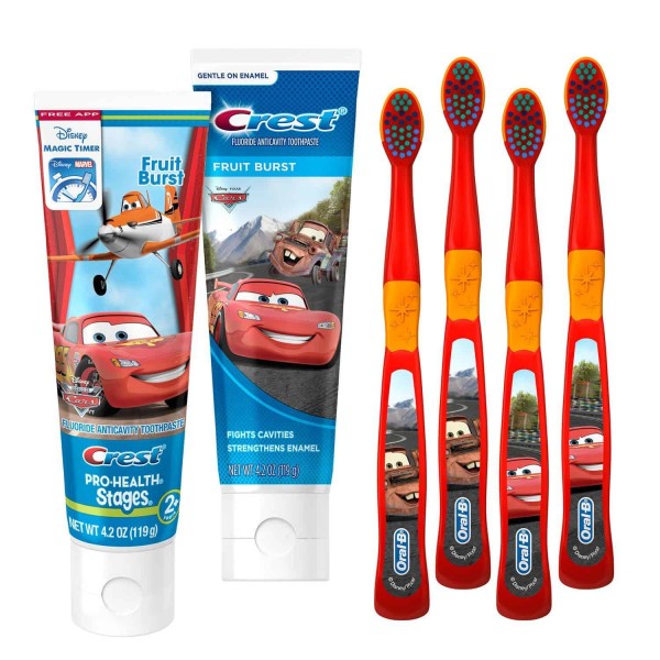 Oral-B and Crest Kids PRO-Health Manual Toothbrush and Toothpaste Bundle, Disney