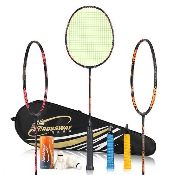 CROSSWAY 2pcs Professional Badminton Rackets Set Family Double Badminton Racquet Titanium Alloy Lightest Playing Badminton