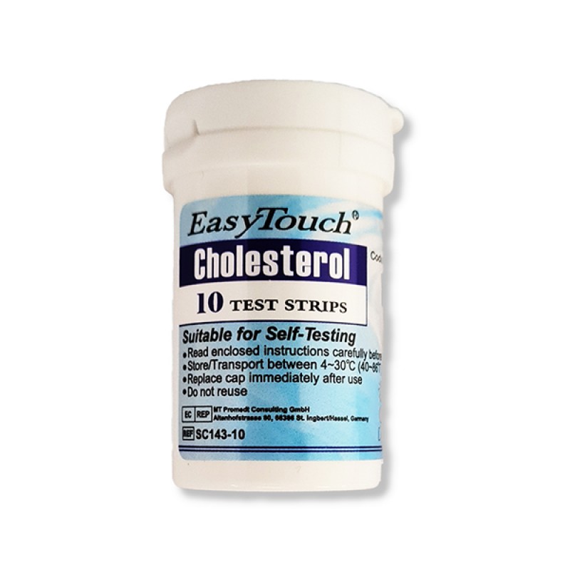 EasyTouch Blood Cholesterol Test Strips - 10 Test Strips Refill - for Easy Touch GCHb Meter