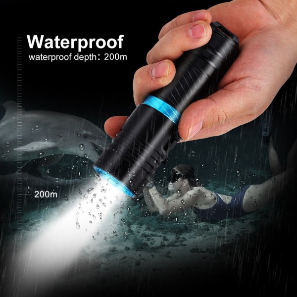 Flashlight diving Underwater Torch Scuba LED Flash Light Waterproof Diving Light Lantern Flashlight Rechargeable 18650 Battery