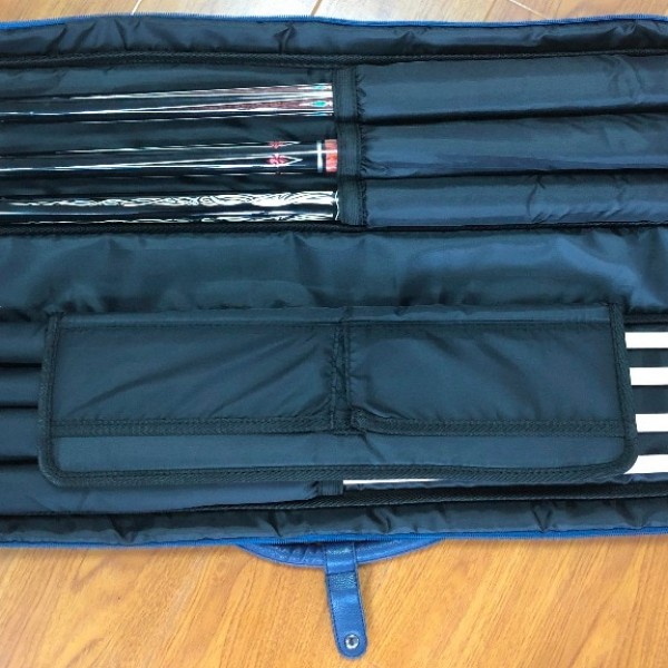 New Arrival Soft 4 Shafts 3 Butts Canvas Billiard Pool Stick Cues Kit Portable Carrying Case 3x4 Black Blue Colors