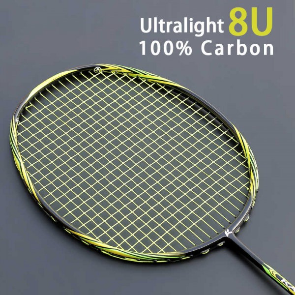 Multicolor Ultralight 8U 65g Carbon Fiber Professional Badminton Racket With String Bags Offensive Type Rackets Raqueta 22-28LBS