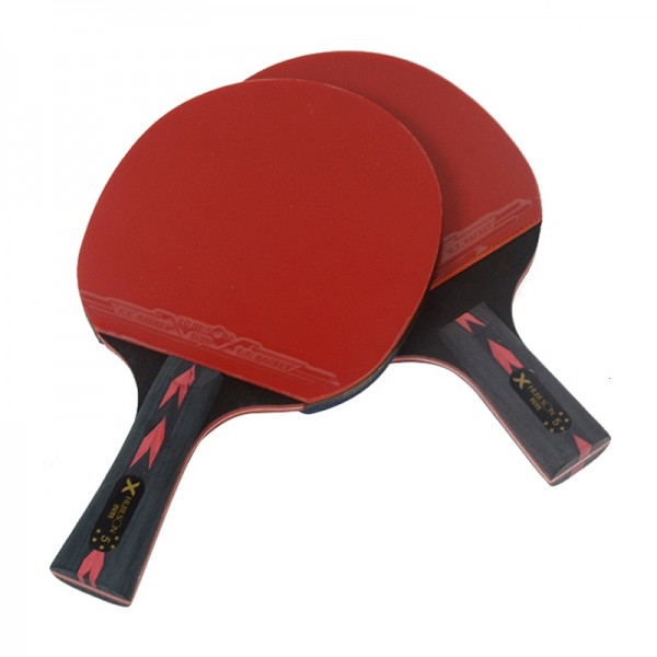 1 Piece Huieson 5 Star Black & Red Carbon Fiber Table Tennis Racket Double Pimples-in Rubber Pingpong Racket for Teenager Player