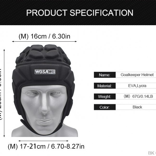 WOSAWE Men's Football Soccer Goalkeeper Helmet Sports EVA Anti-Shock Rugby Scrum Cap Headguard Goalie Roller Hat Head Protector