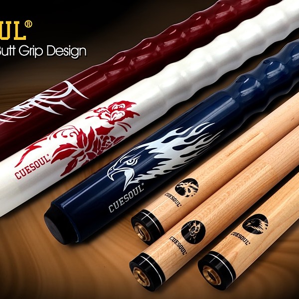 CUESOUL Very Nice Grip 58" 21oz Maple Pool Cue Stick with 13mm Cue tips+Cue Jointed Protector/Cue Shaft Protector