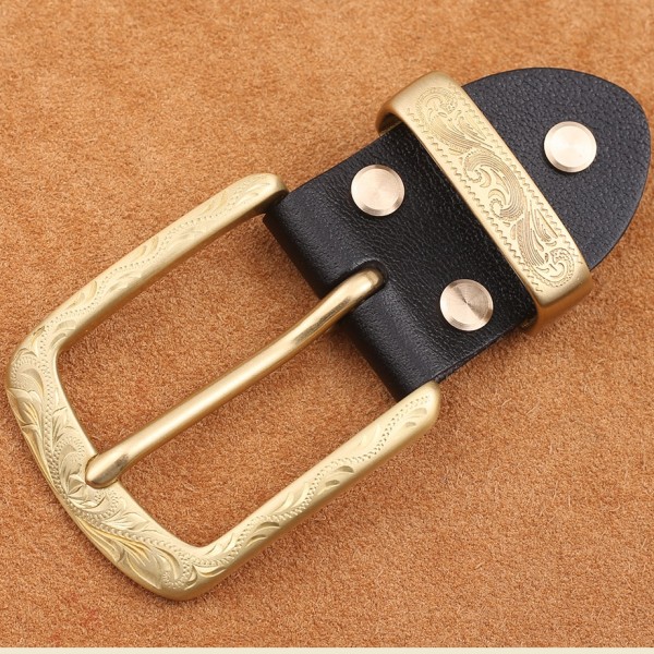 Solid brass 4cm vintage carve pattern beautiful metal women men DIY leather craft belt buckle set 2pcs parts/set