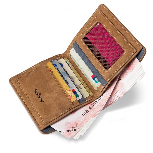 Men Wallets Retro Frosted PU Wallet Two Folding Male Purse Credit Card Holder Solid Color Short Men's Coin bag Casual clutch