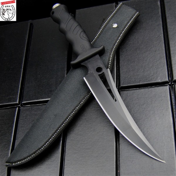 EVERRICH G10 black fiber handle tactical straight knife black sharp hunting knife diving knife + nylon sleeve