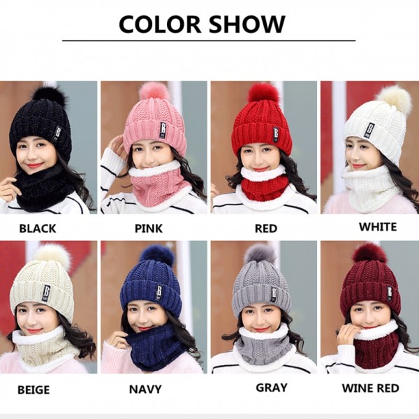 Brand Winter knitted Beanies Hats Women Thick Warm Beanie Skullies Hat Female knit Letter Bonnet Beanie Caps Outdoor Riding Sets
