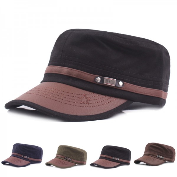 GEERSIDAN Spring autumn top quality cutton men's baseball hats with ear flaps russia flat top caps for men women casquette