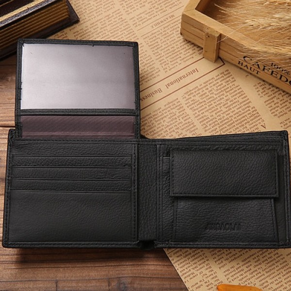 Luxury 100% Real Genuine Leather Wallets Fashion Short Bifold Men Wallet Casual Soild Wallet Men With Coin Pocket Purse Male Wallets