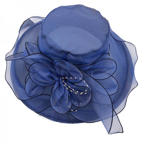 New Trendy Summer Hats For Women Organza Floral Wedding Fedoras Formal Hats Wide Brim Sunhat Beach Church Hat