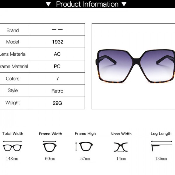 Higody Fashion Women Oversize Sunglasses Gradient Plastic Brand Designer Female Sun Glasses Uv400