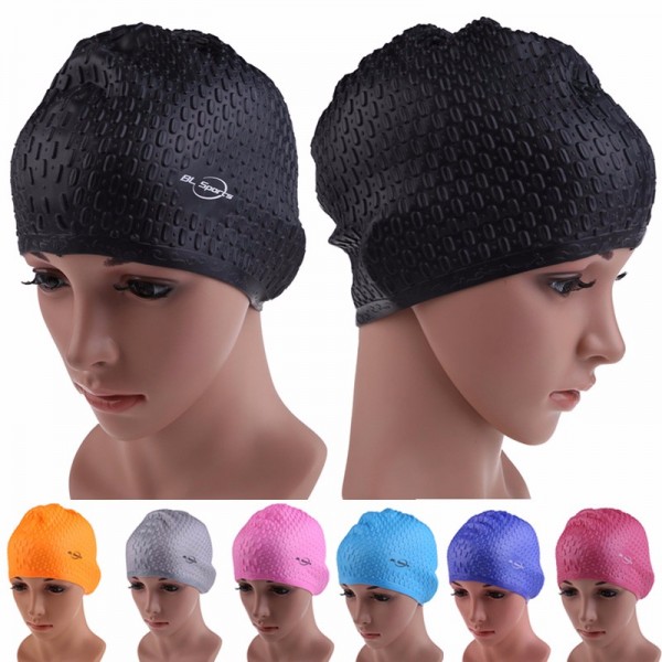 Silicone Waterproof Swimming Caps Protect Ears Long Hair Sport Swimming Pool Hat Bathing Cap Free size for Men & women Adults