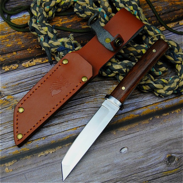 PEGASI Japanese 9CR18MOV outdoor self-defense fishing knife jungle hunting knife outdoor sharp tactical knife + leather cover