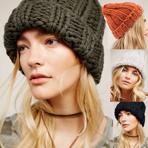 Causal Winter Knitted Hats For Women Fashion Keep Warm Manual Wool Knitted Earmuffs Soft Hats Girls Caps High Quality Female