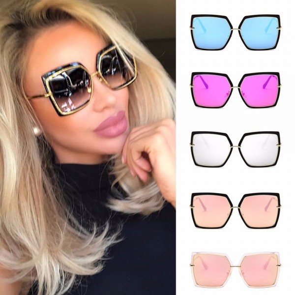 Cat Eye Pink Sunglasses Woman Shades Mirror Female Square Sun Glasses For Female Coating Gafas 2018 Fashion Brand Sunglasses