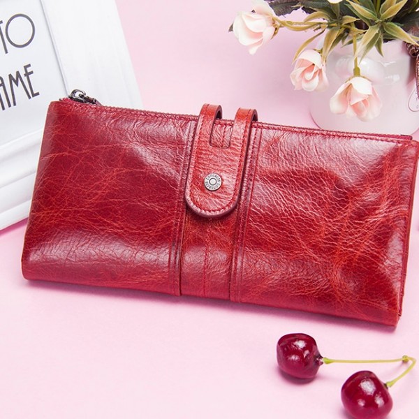 Contact's Women Purses Long Zipper Leather Ladies Clutch Bags With Cellphone Holder High Quality Card Holder Wallet