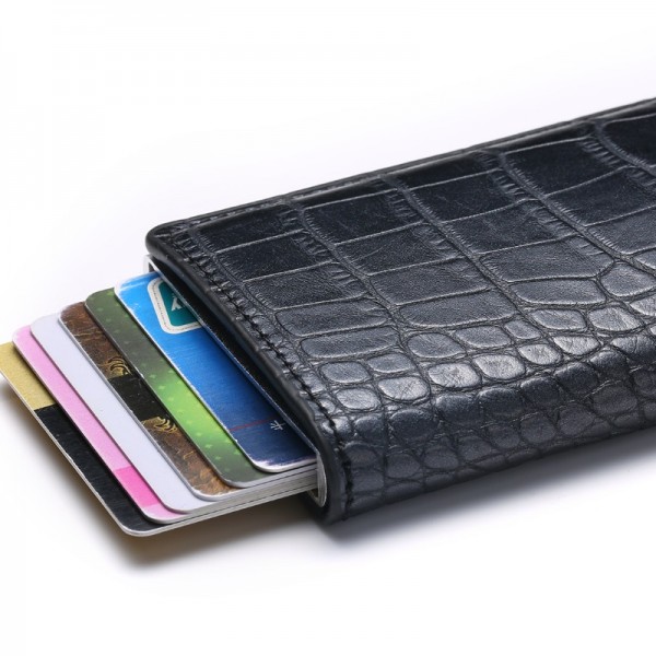 Bycobecy Antitheft Men Vintage Credit Card Holder Blocking Rfid Wallet Leather Unisex Security Wallet Leather Women Magic Wallet