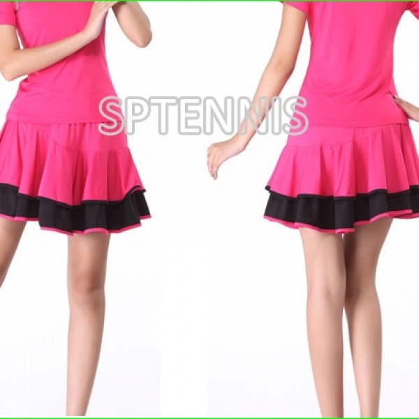 M-6XL Female Tiered Skirt Tennis Dance Wear Colorful Exercise Bottom With Built-in Shorts Woman
