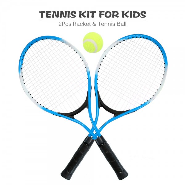 2Pcs High Quality Kids Tennis Racket Training Racket with 1 Tennis Ball and Cover Bag for Kids Youth Childrens Tennis Rackets