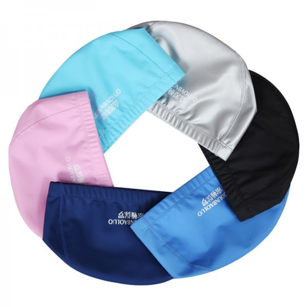 New 2019 Elastic Waterproof PU Fabric Protect Ears Long Hair Sport Swimming Pool Hat Bathing Cap Free size for Men & women Adults